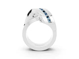 White gold Pavé Round Aquamarine Crossover Band with Channel Setting_9