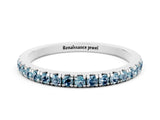 White gold Pavé Round Aquamarine Half Eternity Band with Shared Prong Setting_6