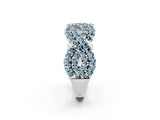 White gold Pavé Round Aquamarine Infinity Twist Band with Shared Prong Setting_12