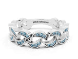 White gold Pavé Round Aquamarine Interlocking Eternity Band with Bezel Prong Setting_6