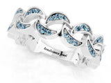 White gold Pavé Round Aquamarine Interlocking Eternity Band with Bezel Prong Setting_7
