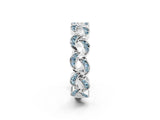 White gold Pavé Round Aquamarine Interlocking Eternity Band with Bezel Prong Setting_8