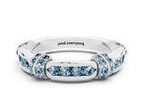 White gold Pavé Round Aquamarine Link Band with Bezel Setting_18
