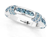 White gold Pavé Round Aquamarine Link Band with Bezel Setting_31