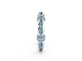 White gold Pavé Round Aquamarine Link Band with Bezel Setting_32