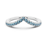 White gold Pavé Round Aquamarine V-Shaped Chevron Band with Shared Prong Setting_6