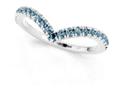 White gold Pavé Round Aquamarine V-Shaped Chevron Band with Shared Prong Setting_7