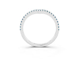 White gold Pavé Round Aquamarine V-Shaped Chevron Band with Shared Prong Setting_9