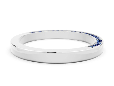 White gold Pavé Round Blue Sapphire Channel Set Band_30