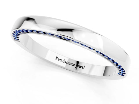 White gold Pavé Round Blue Sapphire Channel Set Band_31