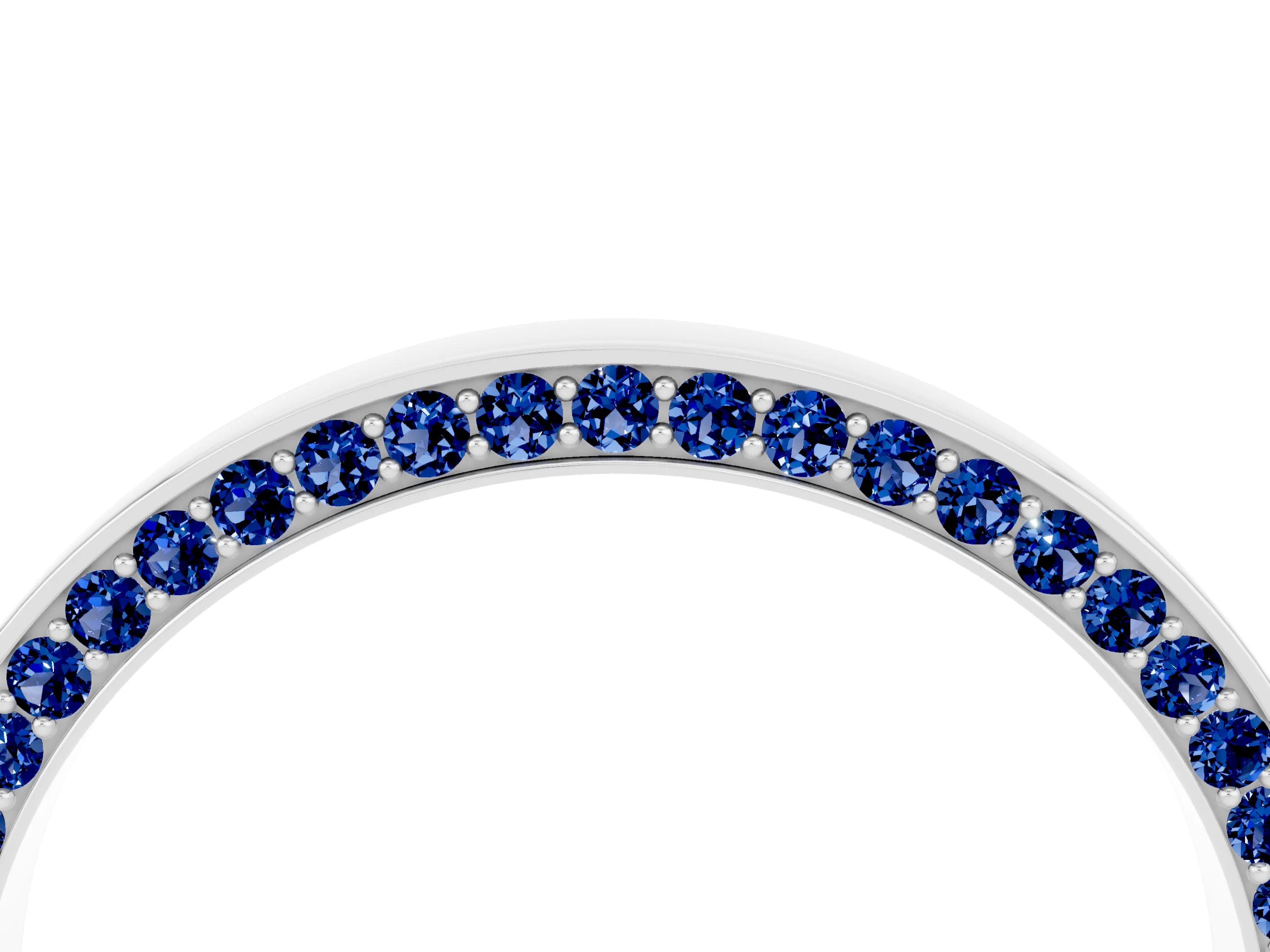 White gold Pavé Round Blue Sapphire Channel Set Band_34