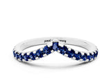 White gold Pavé Round Blue Sapphire Chevron Band with Shared Prong Setting_6