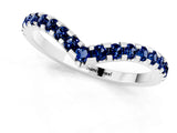 White gold Pavé Round Blue Sapphire Chevron Band with Shared Prong Setting_7