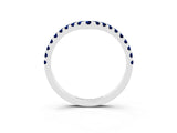 White gold Pavé Round Blue Sapphire Chevron Band with Shared Prong Setting_9