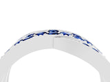 White gold Pavé Round Blue Sapphire Crossover Band with Bead Prong Setting_10