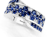 White gold Pavé Round Blue Sapphire Crossover Band with Bead Prong Setting_7