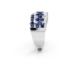 White gold Pavé Round Blue Sapphire Crossover Band with Bead Prong Setting_8