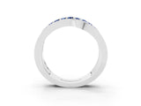 White gold Pavé Round Blue Sapphire Crossover Band with Bead Prong Setting_9
