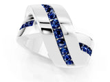 White gold Pavé Round Blue Sapphire Crossover Band with Channel Setting_7
