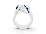 White gold Pavé Round Blue Sapphire Crossover Band with Channel Setting_9