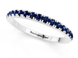 White gold Pavé Round Blue Sapphire Half Eternity Band with Shared Prong Setting_7