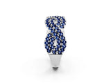 White gold Pavé Round Blue Sapphire Infinity Twist Band with Shared Prong Setting_8