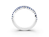 White gold Pavé Round Blue Sapphire Infinity Twist Band with Shared Prong Setting_9