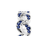 White gold Pavé Round Blue Sapphire Interlocking Eternity Band with Bezel Prong Setting_11