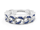White gold Pavé Round Blue Sapphire Interlocking Eternity Band with Bezel Prong Setting_6