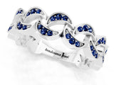 White gold Pavé Round Blue Sapphire Interlocking Eternity Band with Bezel Prong Setting_7