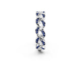 White gold Pavé Round Blue Sapphire Interlocking Eternity Band with Bezel Prong Setting_8