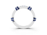 White gold Pavé Round Blue Sapphire Link Band with Bezel Setting_21