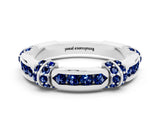 White gold Pavé Round Blue Sapphire Link Band with Bezel Setting_30