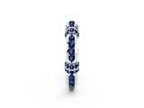 White gold Pavé Round Blue Sapphire Link Band with Bezel Setting_32