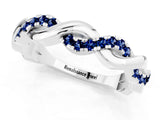 White gold Pavé Round Blue Sapphire Twist Eternity Band with Shared Prong Setting_31