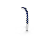 White gold Pavé Round Blue Sapphire V-Shaped Chevron Band with Shared Prong Setting_8