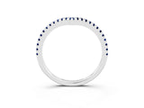 White gold Pavé Round Blue Sapphire V-Shaped Chevron Band with Shared Prong Setting_9