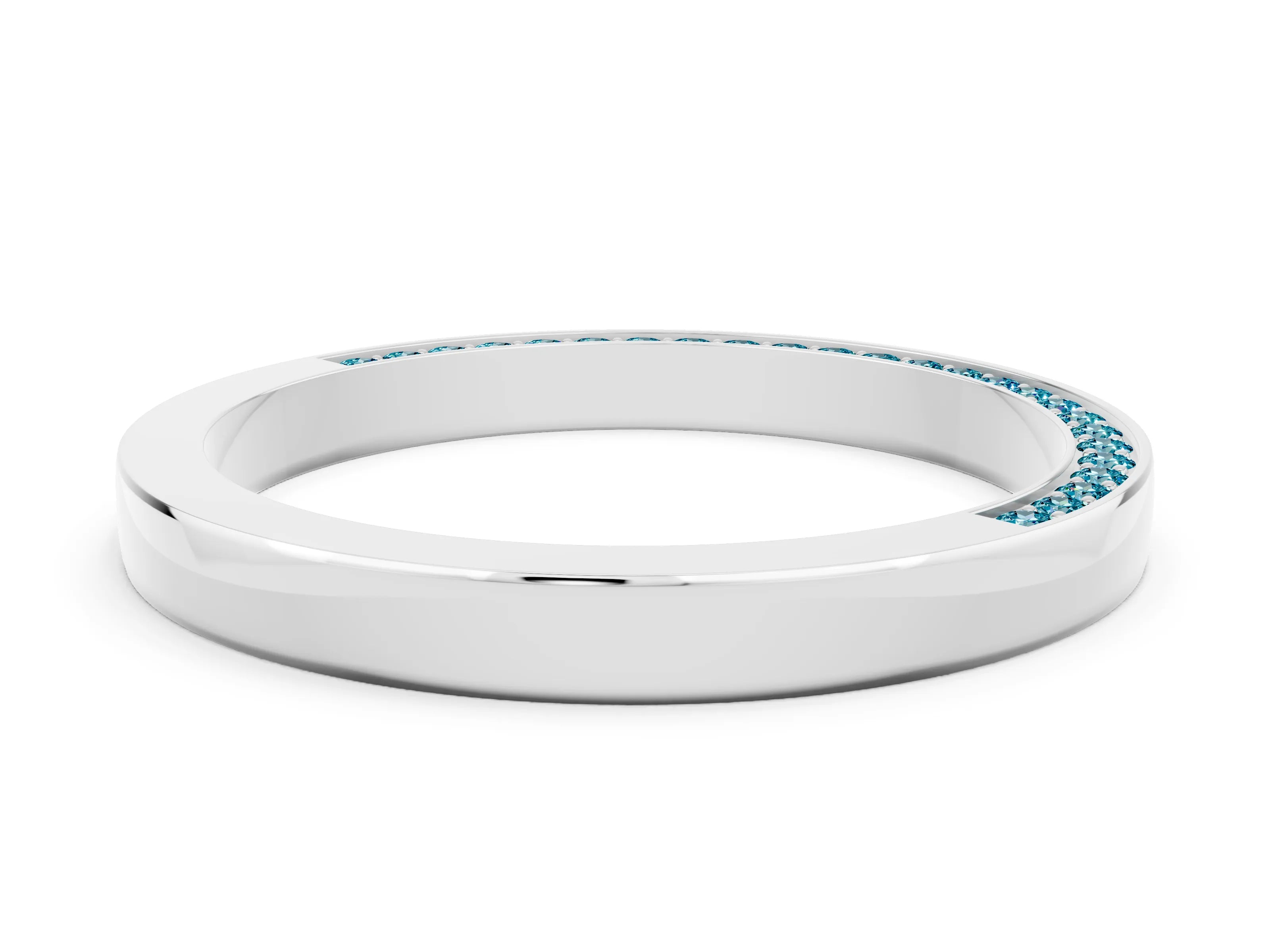 White gold Pavé Round Blue Topaz Channel Set Band_18