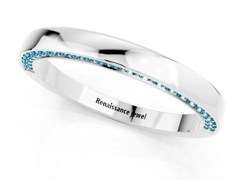 White gold Pavé Round Blue Topaz Channel Set Band_19