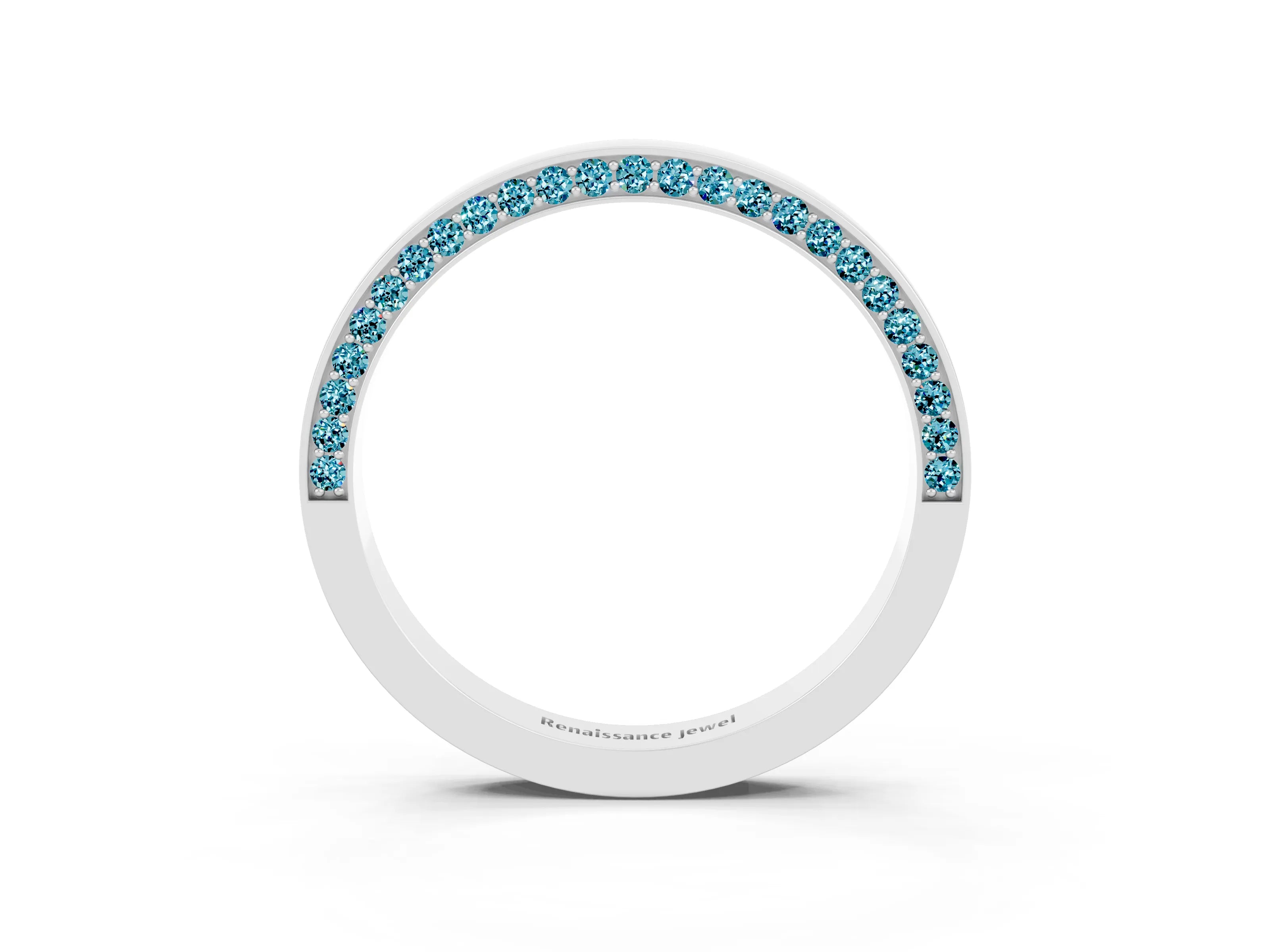 White gold Pavé Round Blue Topaz Channel Set Band_21