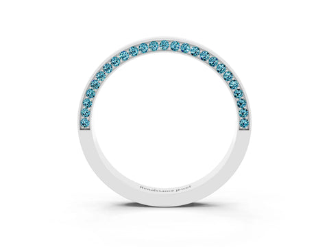 White gold Pavé Round Blue Topaz Channel Set Band_21