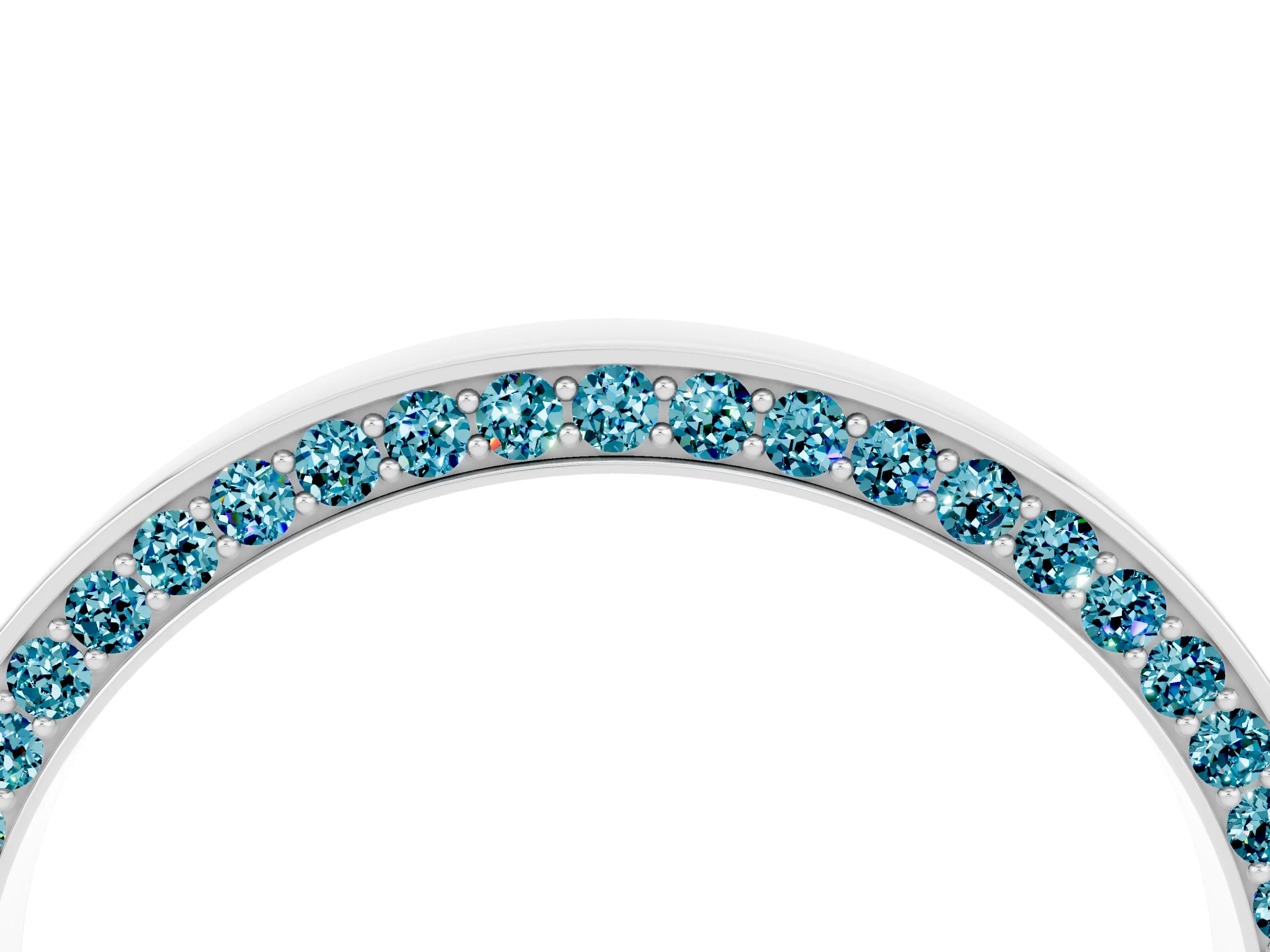White gold Pavé Round Blue Topaz Channel Set Band_22
