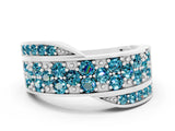 White gold Pavé Round Blue Topaz Crossover Band with Bead Prong Setting_6