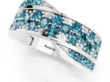 White gold Pavé Round Blue Topaz Crossover Band with Bead Prong Setting_7