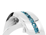 White gold Pavé Round Blue Topaz Crossover Band with Channel Setting_10