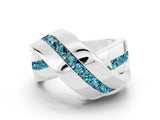 White gold Pavé Round Blue Topaz Crossover Band with Channel Setting_6