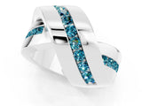 White gold Pavé Round Blue Topaz Crossover Band with Channel Setting_7