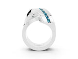 White gold Pavé Round Blue Topaz Crossover Band with Channel Setting_9