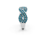 White gold Pavé Round Blue Topaz Infinity Twist Band with Shared Prong Setting_8