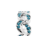 White gold Pavé Round Blue Topaz Interlocking Eternity Band with Bezel Prong Setting_11